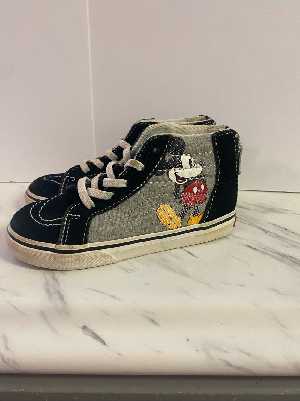 Disney Vans  Black & Gray High-Top Sneakers with Mickey Mouse Accent and zipper